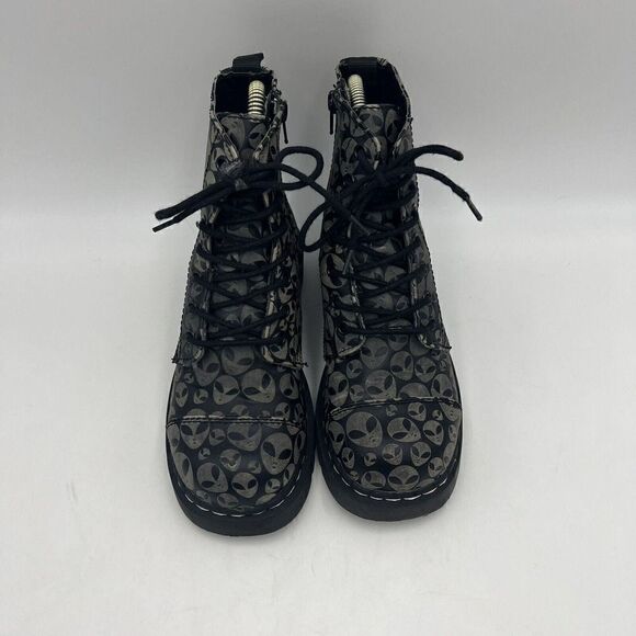 Anarchic byTuk Boots Alien Anarchy Glow Shoes Boots Size 7 Womens Combat Lace Up - Picture 4 of 10